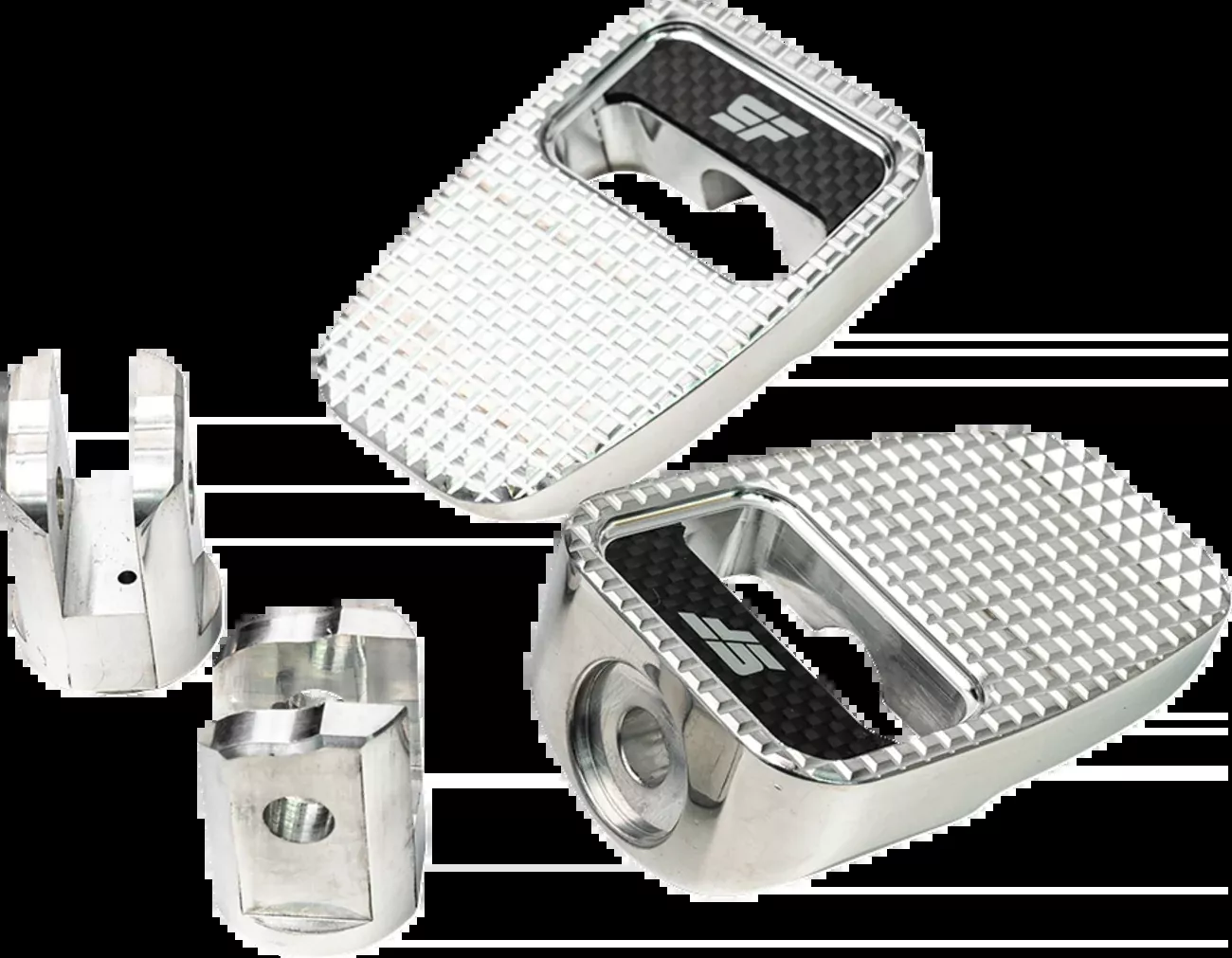 SLYFOX Footpegs - Silver Polished - Front SF-904-01-2