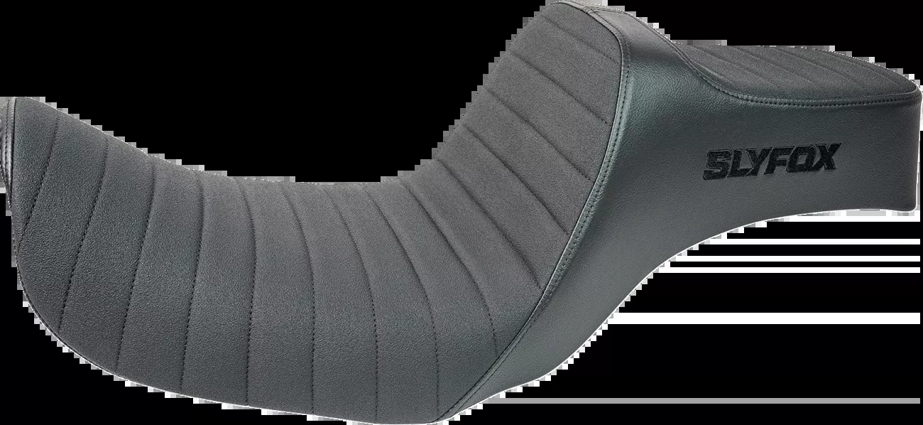 SLYFOX Highnoon Seat - Vinyl - Classic Stitch - Black Logo - Dyna '12-'16 - 4694A-slyfox