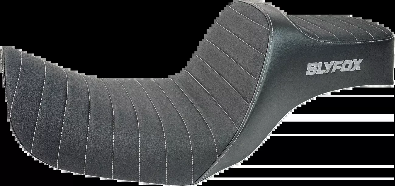 SLYFOX Highnoon Seat - Vinyl - Classic Stitch - Gray Logo - Dyna '12-'16 - 4694B-slyfox