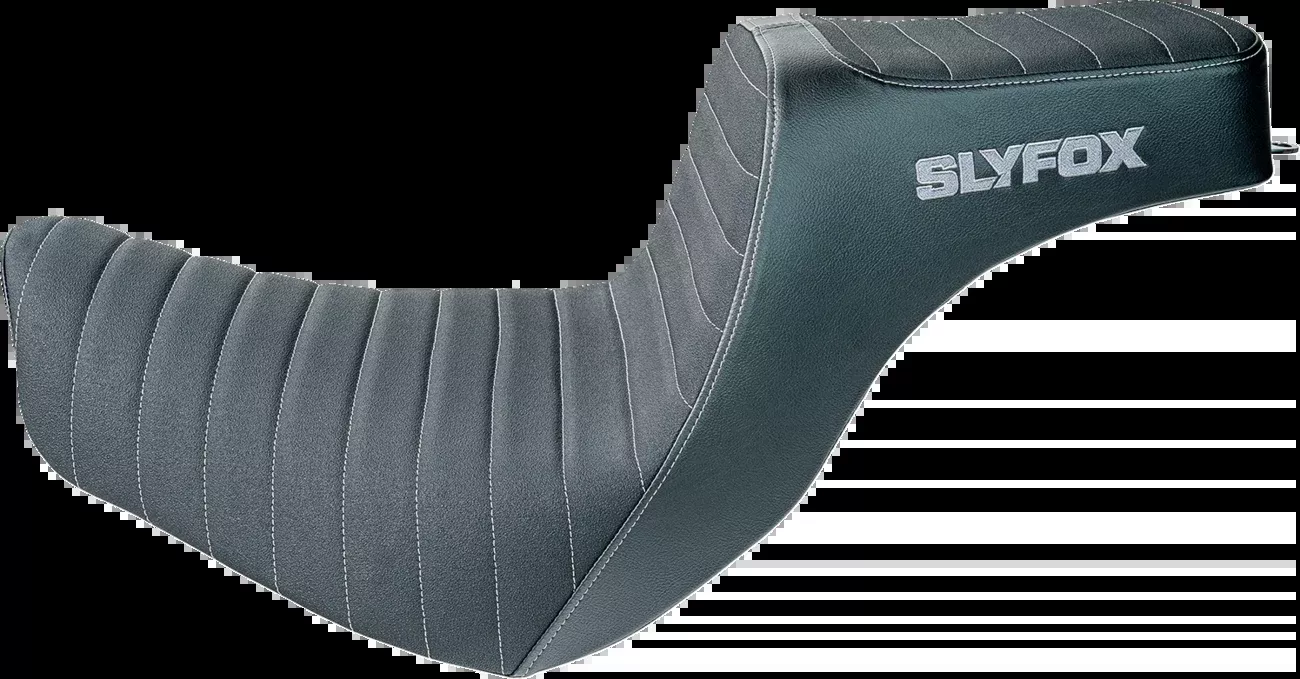 SLYFOX Highnoon Seat - Vinyl - Classic Stitch - Silver Logo - FL/FX '18-'24 - 4701B-slyfox