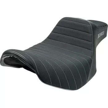 Slyfox Performance Highnoon Seat – Grey Logo & Stitching – Harley Touring 2023.5+
