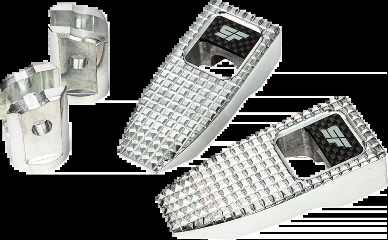 SLYFOX Speed Pegs - Silver Polished - Front SF-903-01-2