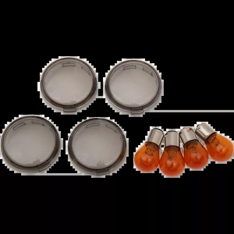 SMOKED LENS KIT C/W AMBER BULBS -BULLET STYLE HARLEY DAVIDSON