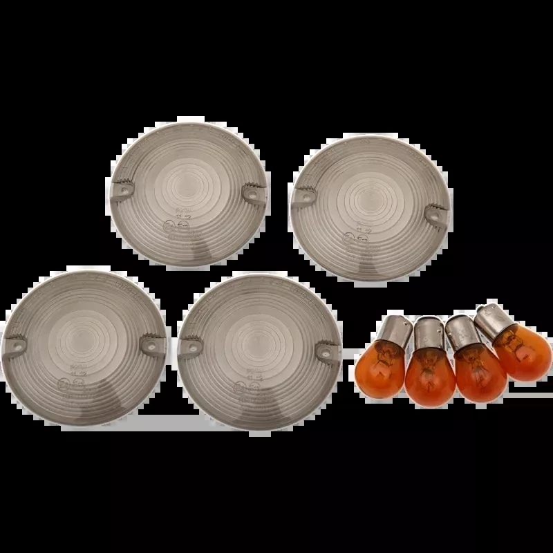 SMOKED SIGNAL LENS KITS C/W AMBER BULBS HARLEY DAVIDSON