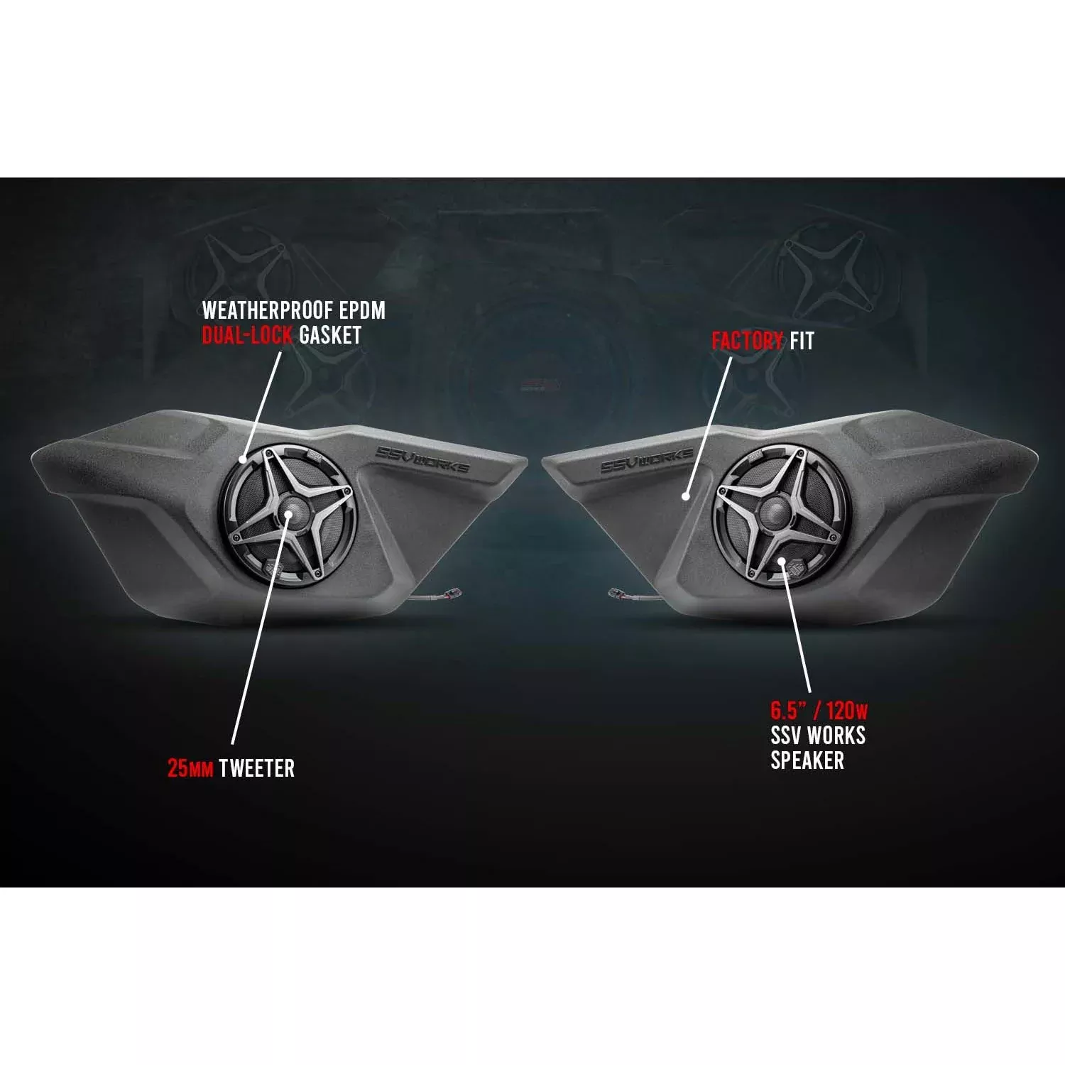 SSV Works Front Door 6.5" Kicker Speaker Pods 190-RZ5-DF65K