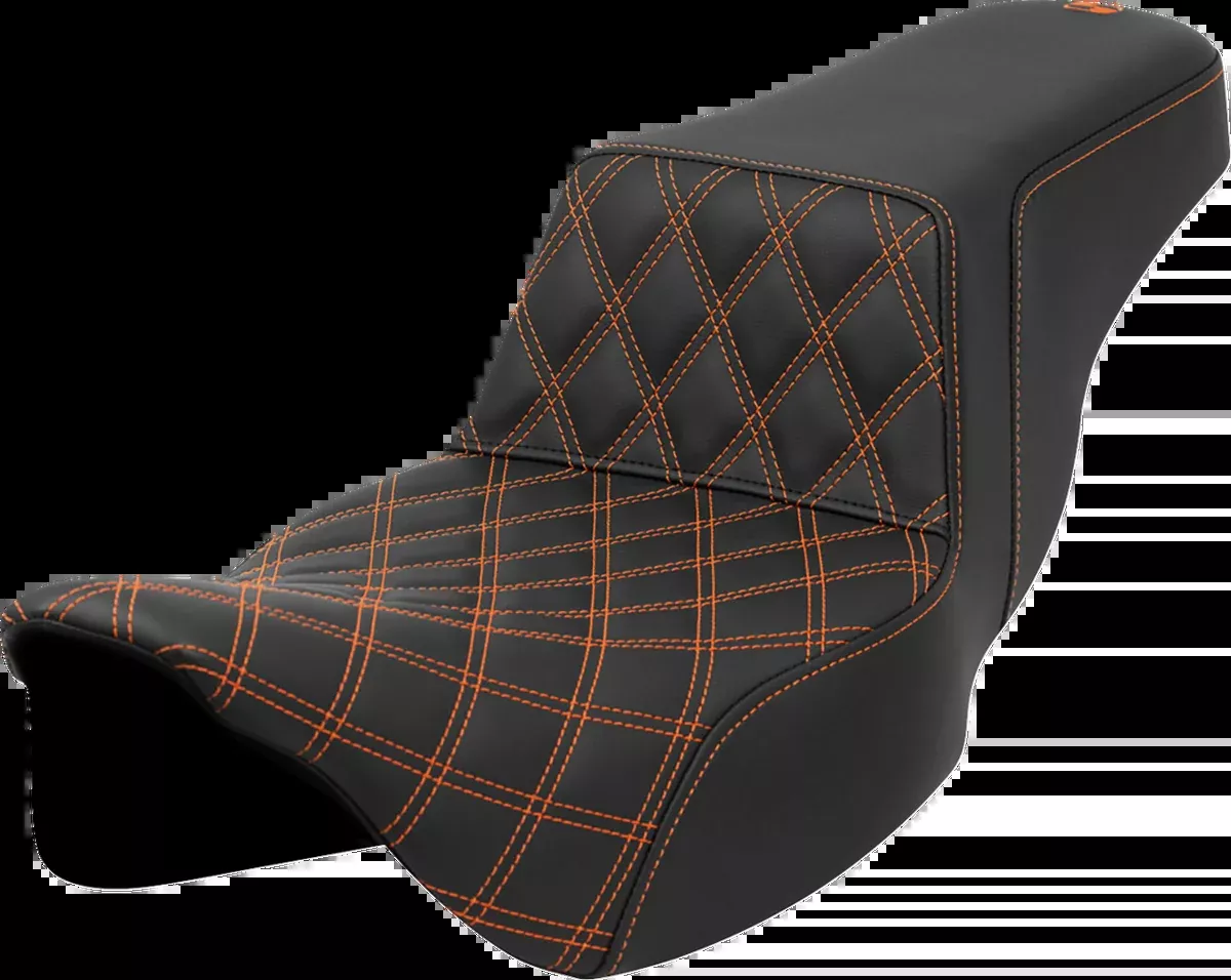 Step-Up Seat - Front Lattice Stitch - Orange Stitch - Extended Reach - FLH/FLT '08-'23