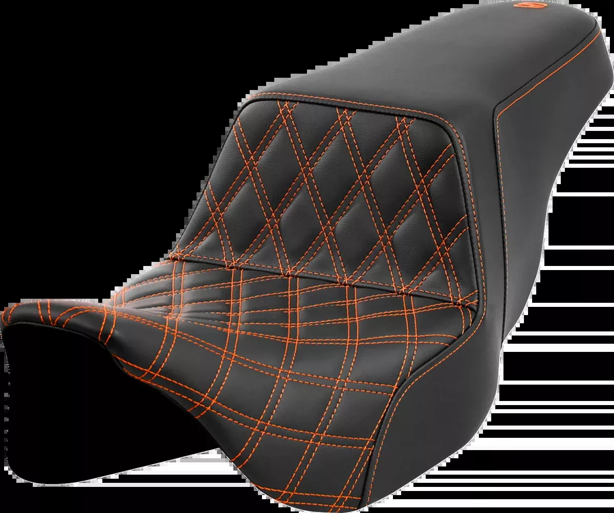 Step-Up Seat - Front Lattice Stitch - Orange Stitch - FLH/FLT '08-'23