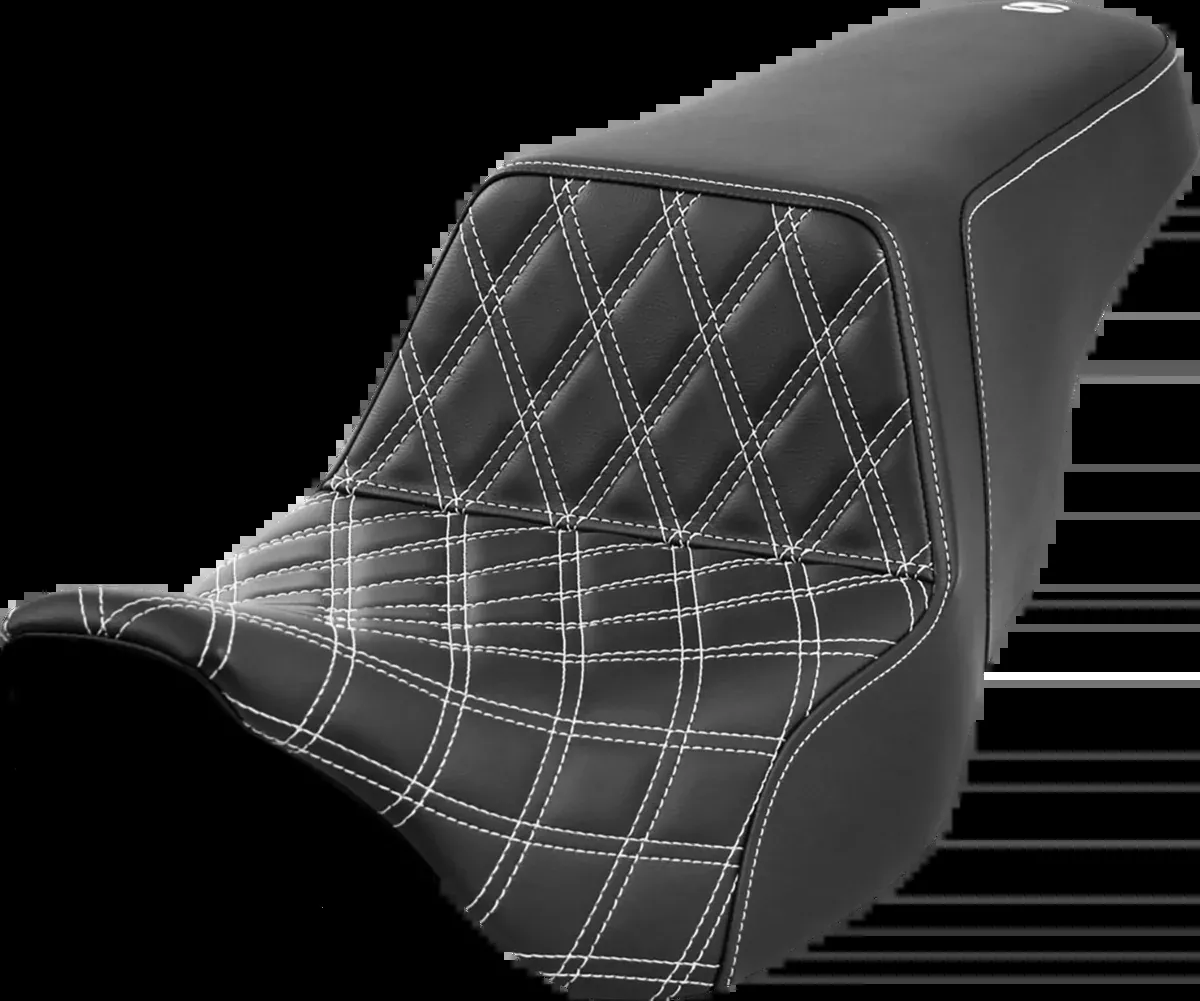 Step-Up Seat - Front Lattice Stitch - White Stitch - FLH/FLT '08-'23