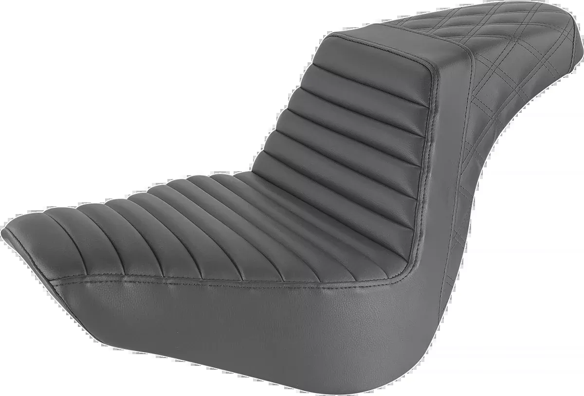 Step-Up Seat - Front Tuck-n-Roll/Rear Lattice Stitch - Black - FL/FX '18-'24
