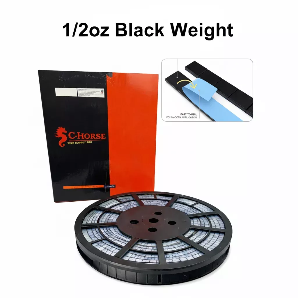 Stick-On Black Wheel Weight Roll - 0.50oz Segments 360pc Blue Tape