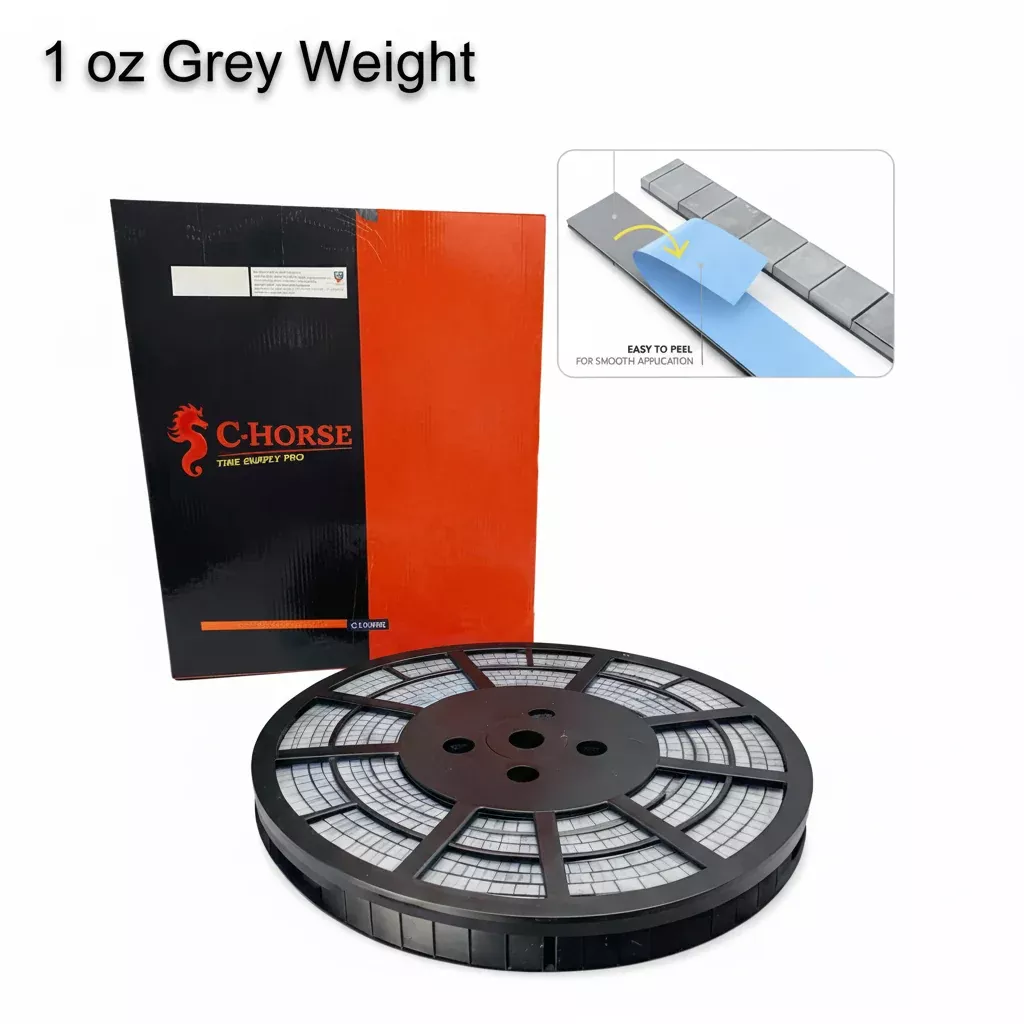 Stick-On Grey Wheel Weight Roll – 1 oz Segments 180pc Blue Tape