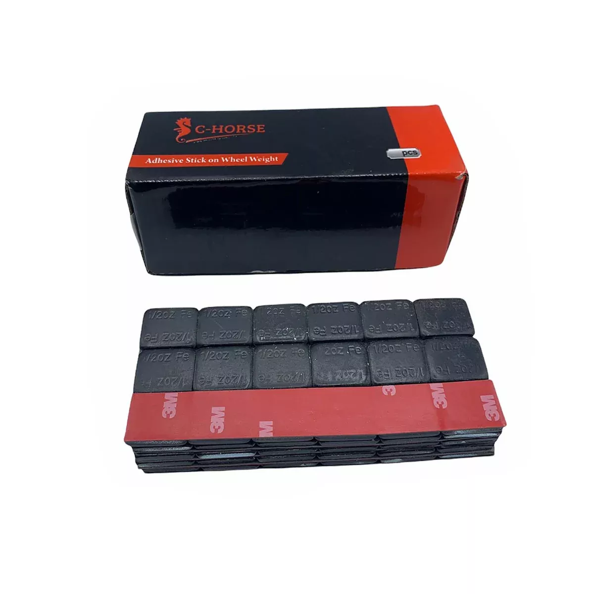 Stick-On Wheel Weights Black Coated – 0.50 oz Increments with 3M Adhesive Tape