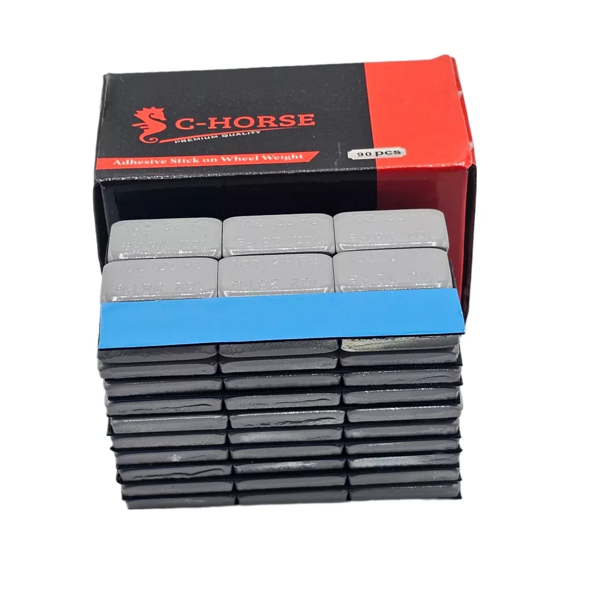 Stick-On Wheel Weights Gray Coated – 1 oz Increments with Blue Adhesive Tape