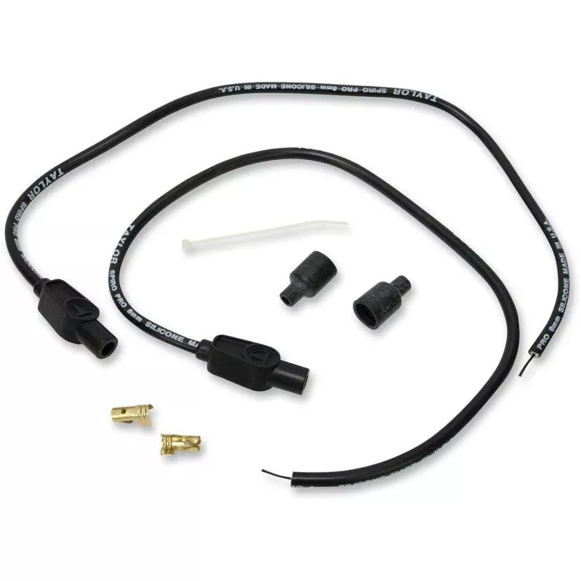 Sumax Taylor 8mm 24" L 180 Degree Spiro-Pro Black Spark Plug Wires Harley Custom