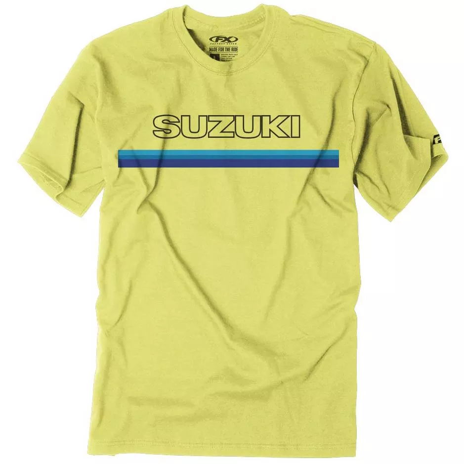 Suzuki Vintage Logo T-Shirt | Yellow w/ Blue Print