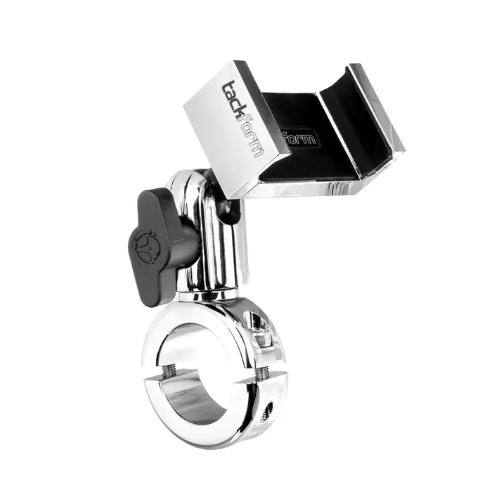 TACKFORM Chrome Phone Mount for Harley Davidson | Works with 1-1/4″ Handlebars | Short Reach