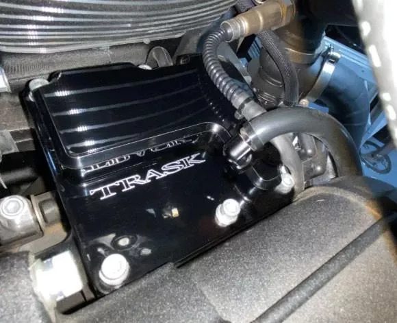 Trask Performance CheckM8 Vented Transmission Cover for '17-Up Harley Davidson M8 Models - Chrome
