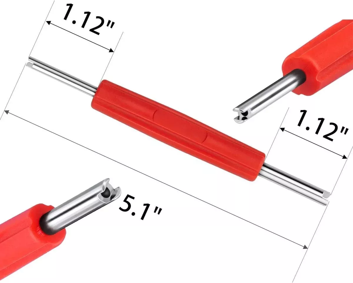 Two-Way Valve Core Remover Tool – 4.9″ Tire Repair Red