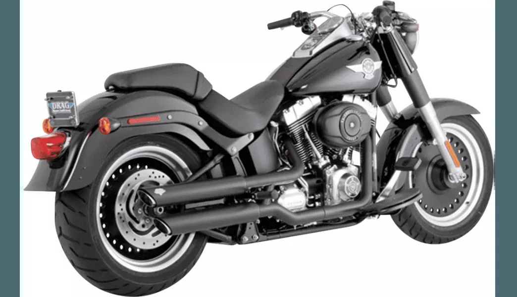 Vance & Hines 3" Twin Slash Slip-On Mufflers for '07-17 Harley Davidson Softail Fatboy - Black (49-state emissions compliant)