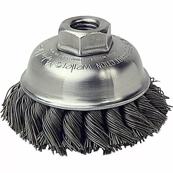Weiler 13156 3-1/2″ Knot Wire Cup Brush .023 Wire 5/8″-11 Arbor Nut