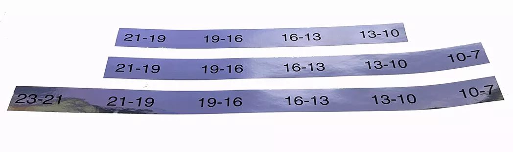 Wheel Size Decal for No-Mar Tire Changers (Replacement)