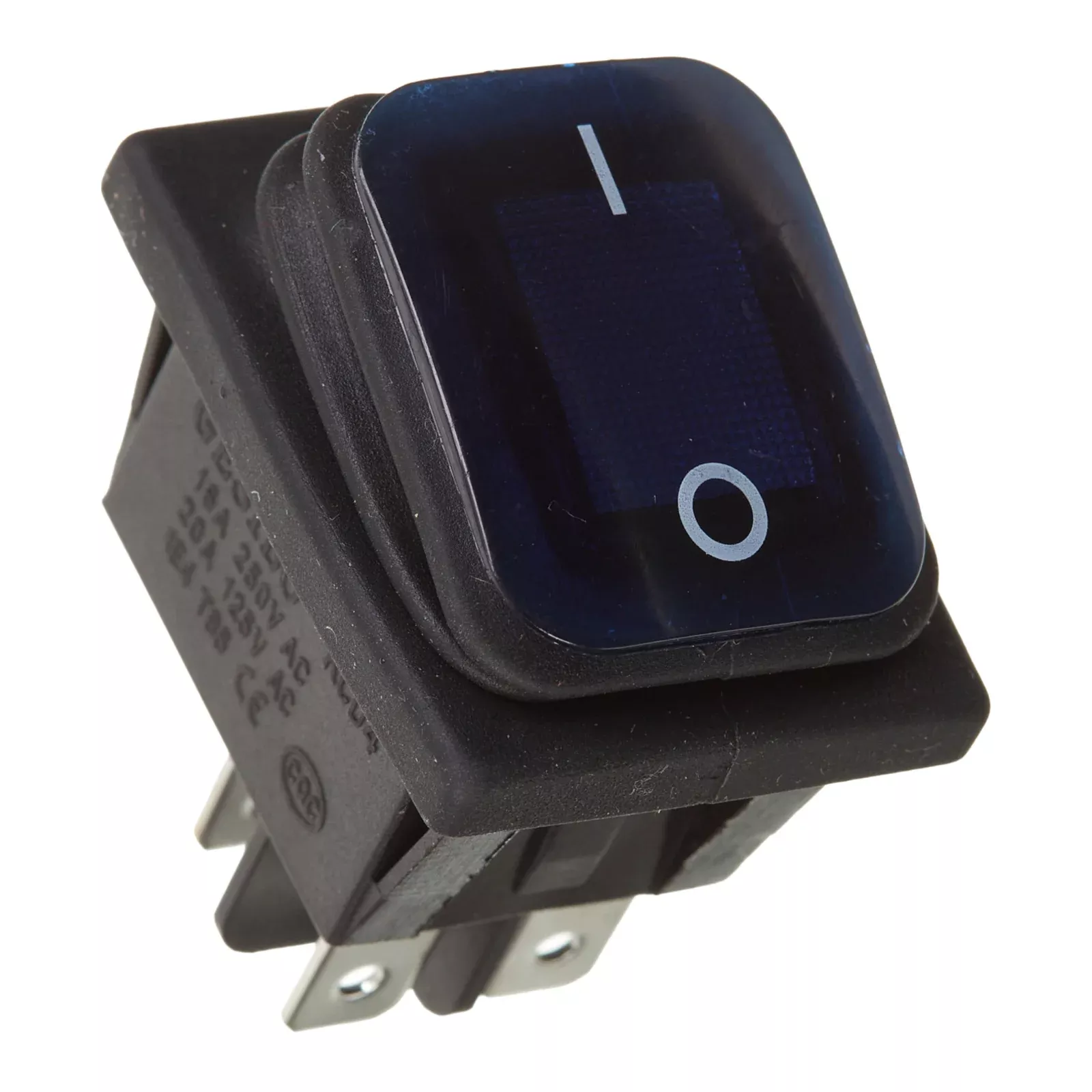 WMP 12V ROCKER SWITCH ON-OFF BLU WATERPROOF 30X22 RECTANG