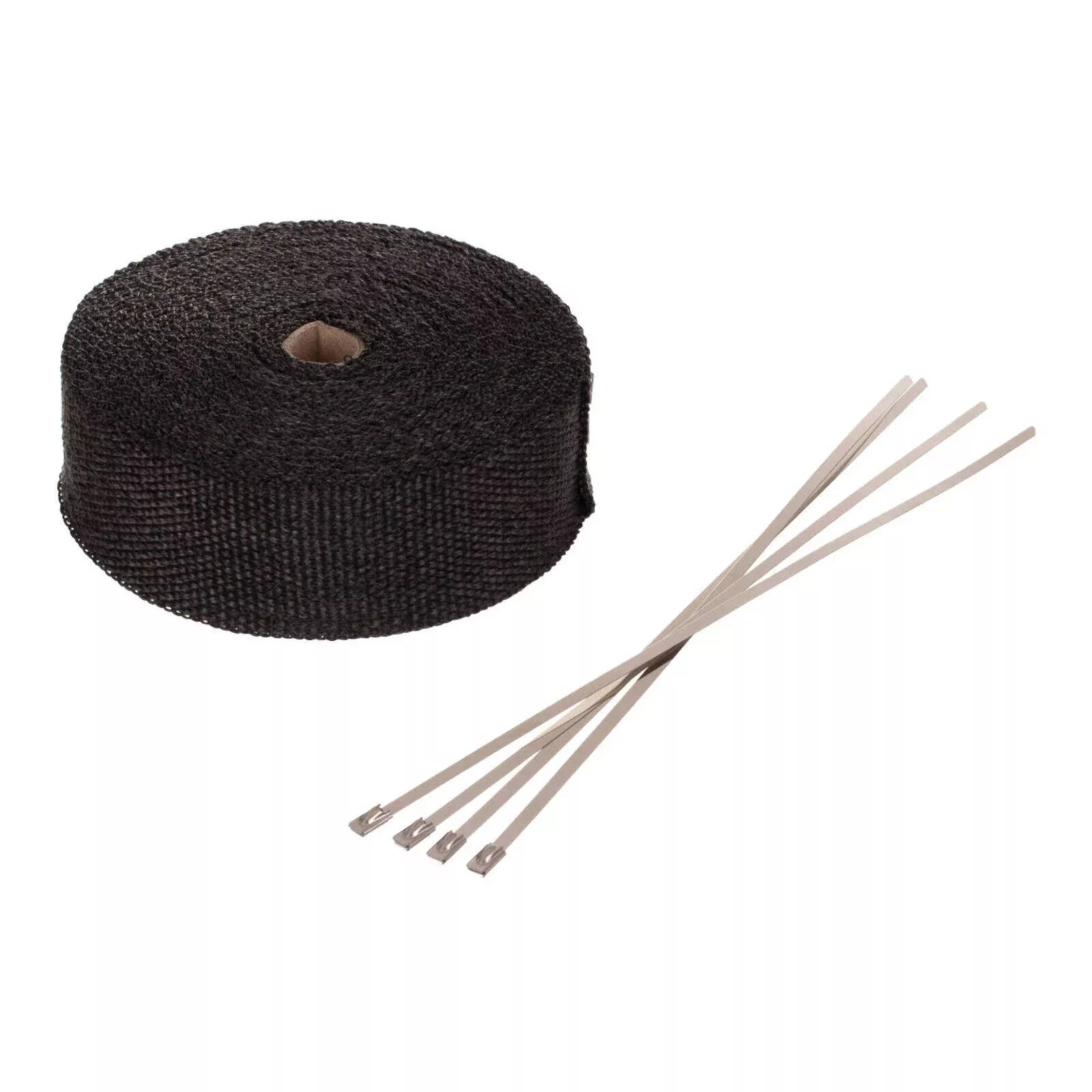 WMP EXHAUST WRAP BLACK 50mm (15m ROLL) – WITH 4 S/S TIES