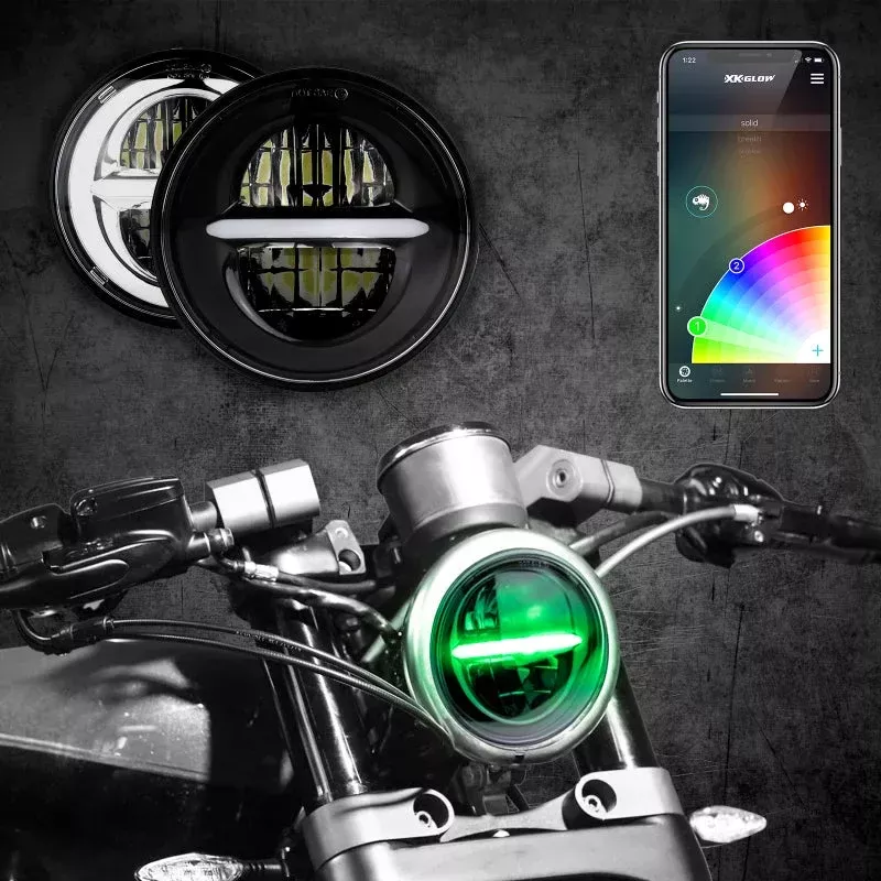 XKGLOW Black Bezel 5.75in XKchrome LED Headlight