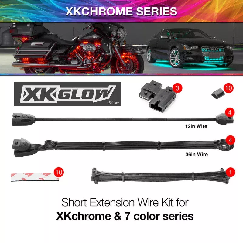XKGLOW Extension Wire Kit XKchrome & 7 Color Series Motorcycle