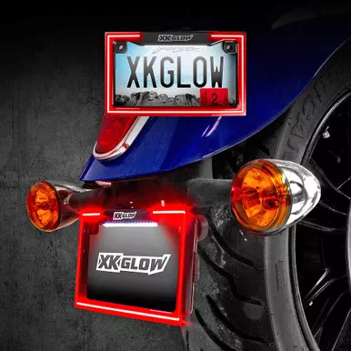 XKGLOW Motorcycle LED License Frame w/ Running Turn, Brake, white (XK034018-W)