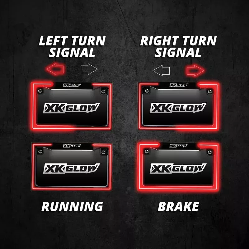 XKGLOW Motorcycle License Plate Frame Light w/ Turn Signal – Chrome