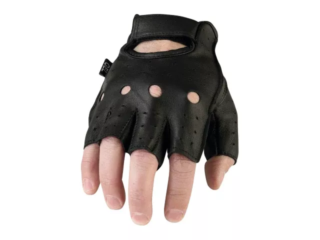 Z1R Mens 243 Half Black Leather Motorcycle Biker Street Glove
