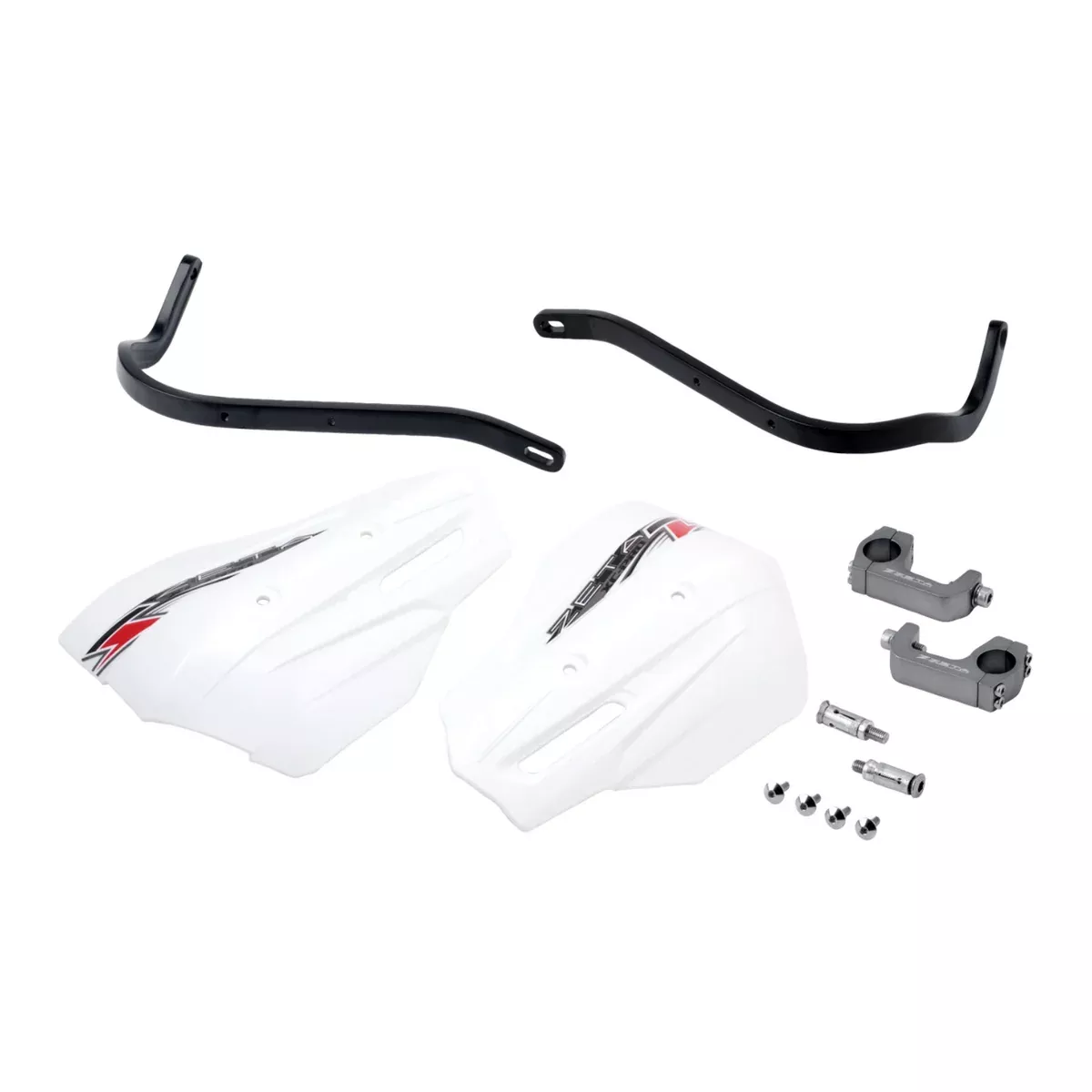 Zeta Armour XC-Pro Handguard Kit for 28.6mm Handlebars with U-Clamp - Black / Wh